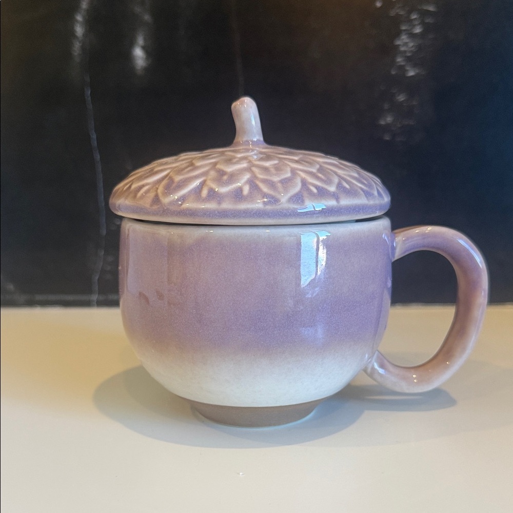 Anthropologie Mauve Ceramic Acorn Mug